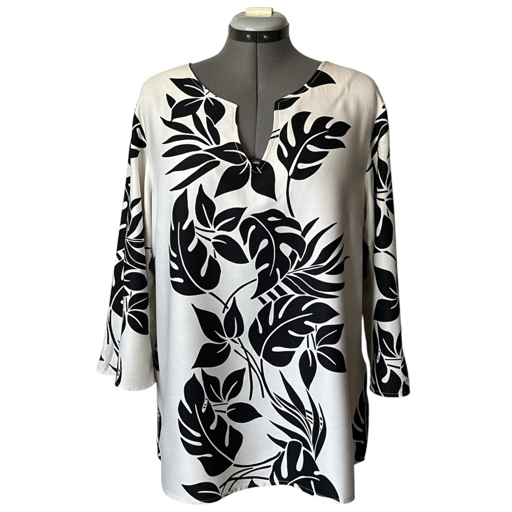 Hilo Hattie Silk tropical print tunic top XL